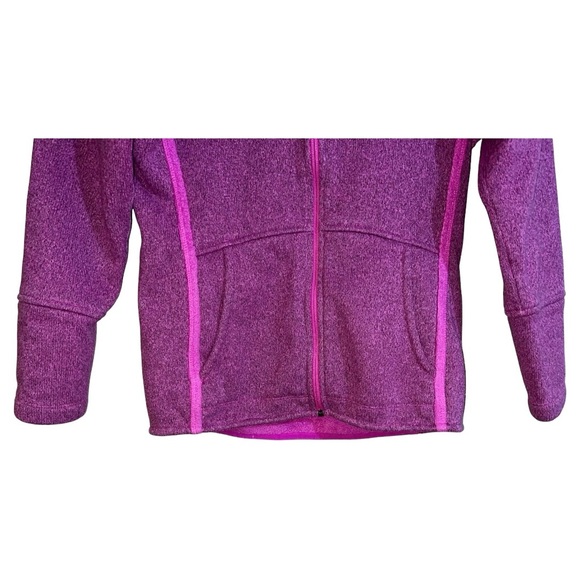 The North Face Fleece Jacket Girls Size L Magenta Front Zip Sweater Long Sleeve - Picture 3 of 4